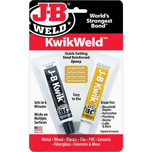 KwikWeld Epoxy, Two-Part, Tube, 2 oz., Grey