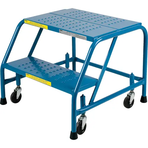 Rolling Step Ladder with Locking Step, 2 Steps, 18" Step Width, 19" Platform Height, Steel
