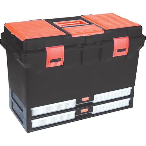 Plastic Tool Box, 22" W x 11" D x 14-1/2" H, Black