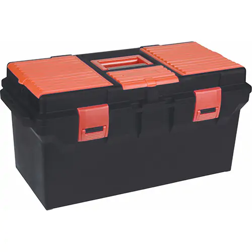 Plastic Tool Box, 22" W x 11" D x 10-1/2" H, Black